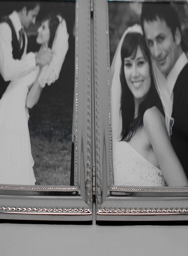 LEADEX Refined Double Sided Photo Frame,Folding Photo Frame, Silver Plated,Home Décor Or Birthday/Party Gift,5 by 7 Inch (Classic Silver) - Image 5